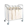 Heavy-Duty Quad Sorter, Rolling Laundry Sorter, 4 Bag Laundry Sorter Cart with Washable and Removable Bags, Chrome