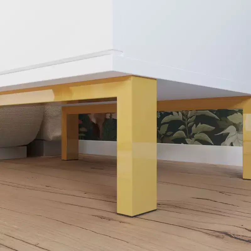 Table de chevet moderne à deux tiroirs en bois veiné avec rangement