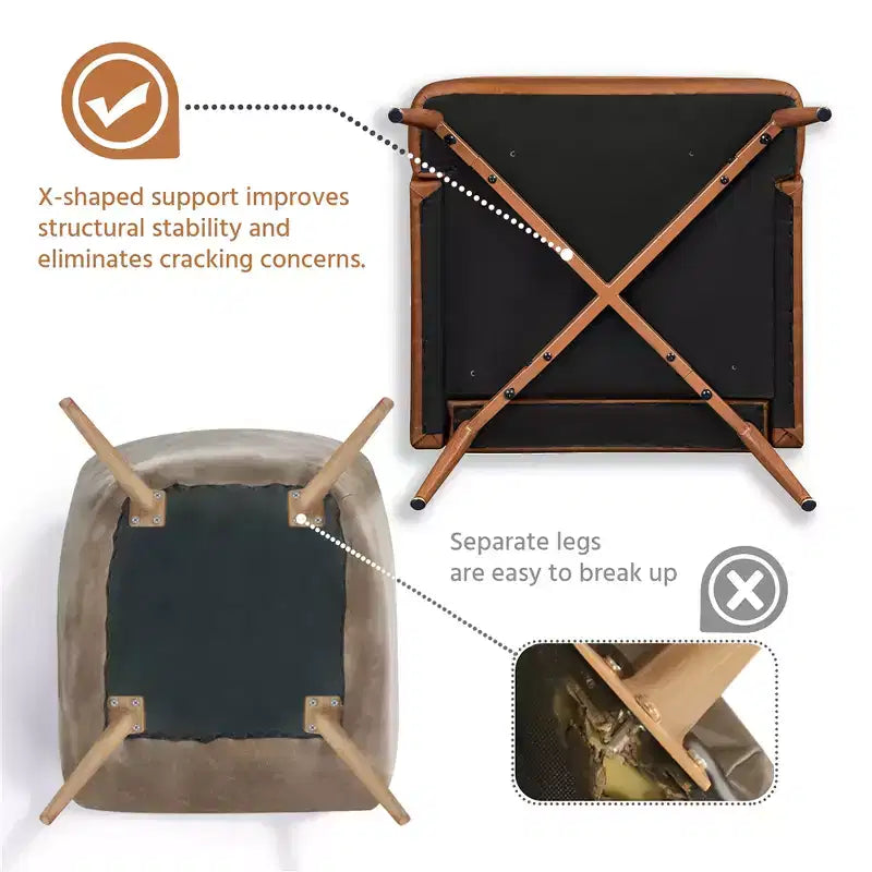 Lot de 2 fauteuils d'appoint modernes capitonnés avec support lombaire, marron rétro