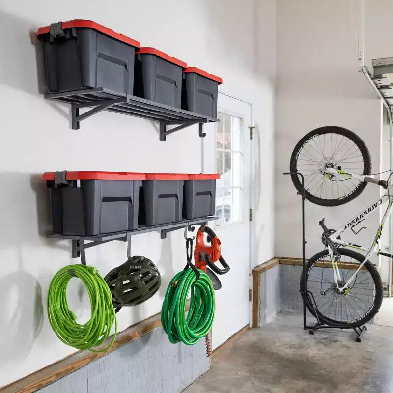 Étagères murales de garage Bristol 30,5 x 122 cm | Paquet de 2 | Gris