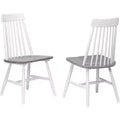 Kings Brand Furniture  Milford Windsor Wood Slat Back White/Gray Dining Side Chairs, Set of 2