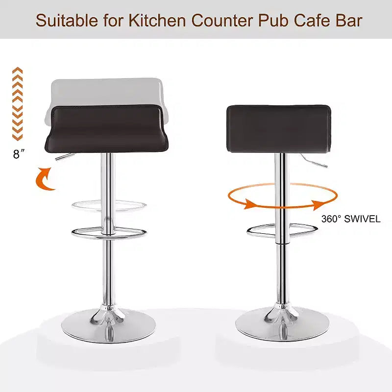 Lot de 2 tabourets de bar, tabourets de bar avec siège pivotant et hauteur réglable, tabourets de bar pour cuisine/bar/salle à manger/salon