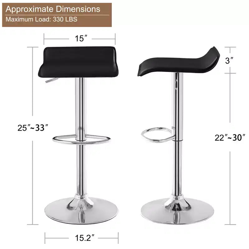 Lot de 2 tabourets de bar, tabourets de bar avec siège pivotant et hauteur réglable, tabourets de bar pour cuisine/bar/salle à manger/salon