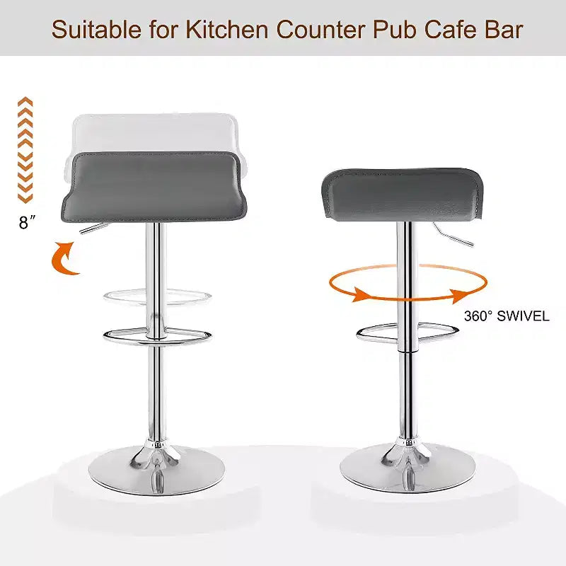Lot de 2 tabourets de bar, tabourets de bar avec siège pivotant et hauteur réglable, tabourets de bar pour cuisine/bar/salle à manger/salon