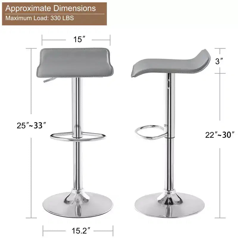 Lot de 2 tabourets de bar, tabourets de bar avec siège pivotant et hauteur réglable, tabourets de bar pour cuisine/bar/salle à manger/salon