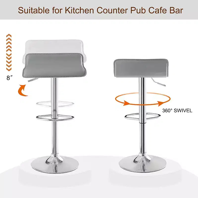 Lot de 2 tabourets de bar, tabourets de bar avec siège pivotant et hauteur réglable, tabourets de bar pour cuisine/bar/salle à manger/salon