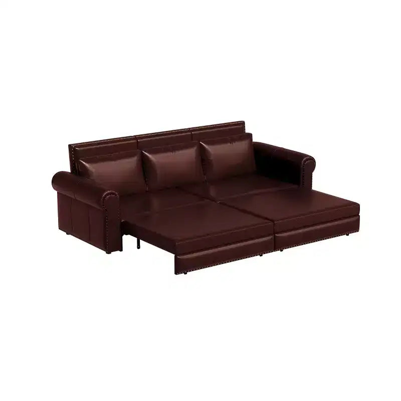 Canapé-lit convertible Mary Multi-Functional 93.7 en similicuir taille King avec clous décoratifs