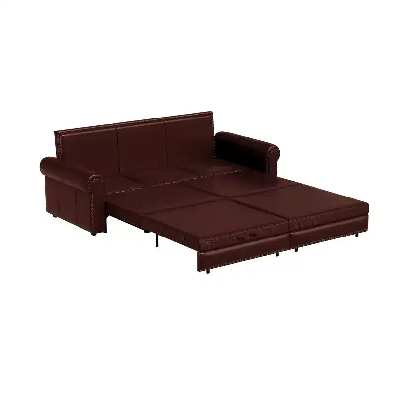Canapé-lit convertible Mary Multi-Functional 93.7 en similicuir taille King avec clous décoratifs