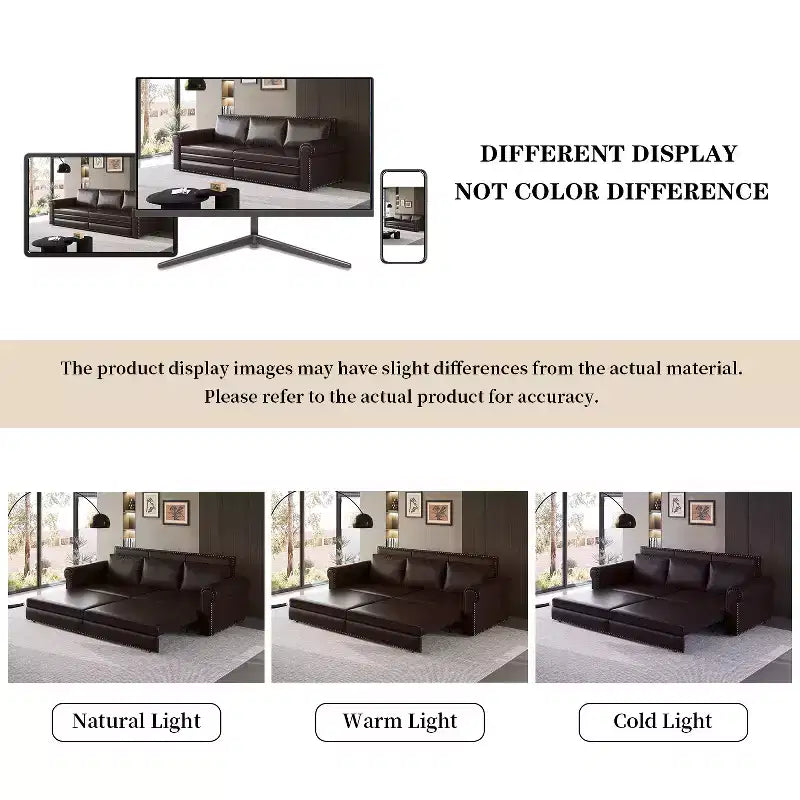 Canapé-lit convertible Mary Multi-Functional 93.7 en similicuir taille King avec clous décoratifs