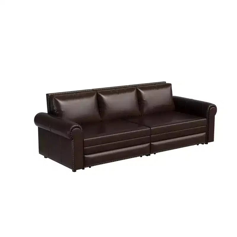 Canapé-lit convertible Mary Multi-Functional 93.7 en similicuir taille King avec clous décoratifs
