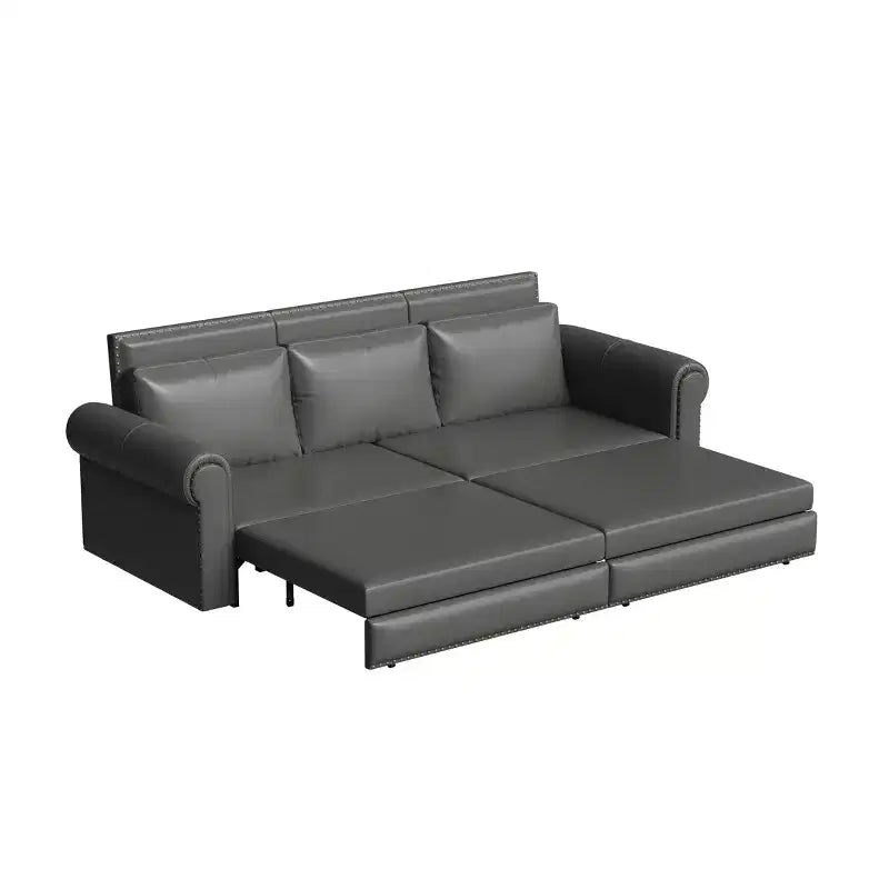 Canapé-lit convertible Mary Multi-Functional 93.7 en similicuir taille King avec clous décoratifs