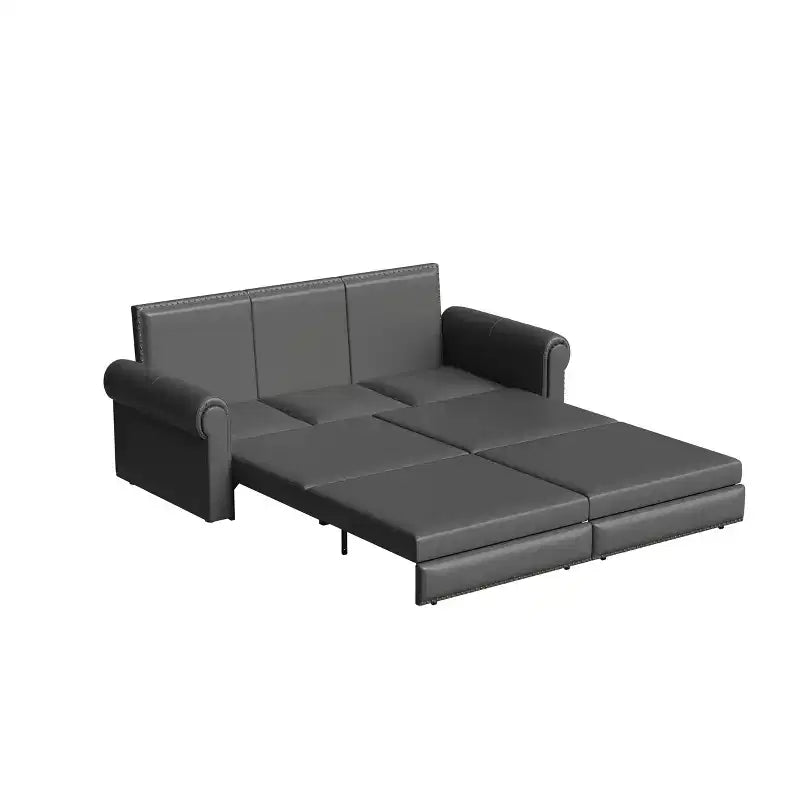 Canapé-lit convertible Mary Multi-Functional 93.7 en similicuir taille King avec clous décoratifs