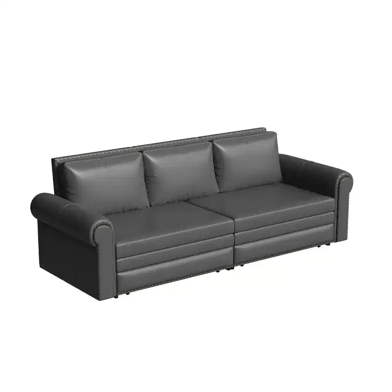 Canapé-lit convertible Mary Multi-Functional 93.7 en similicuir taille King avec clous décoratifs