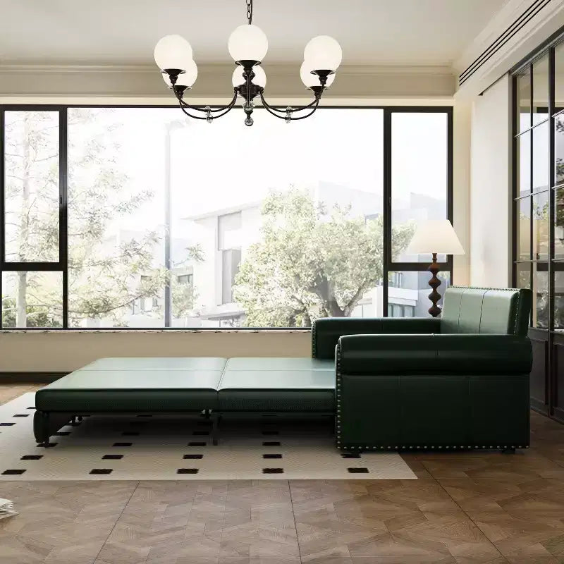 Canapé-lit convertible Mary Multi-Functional 93.7 en similicuir taille King avec clous décoratifs