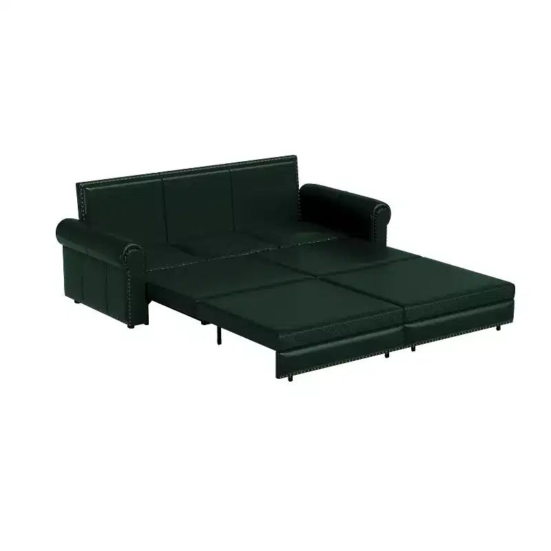 Canapé-lit convertible Mary Multi-Functional 93.7 en similicuir taille King avec clous décoratifs