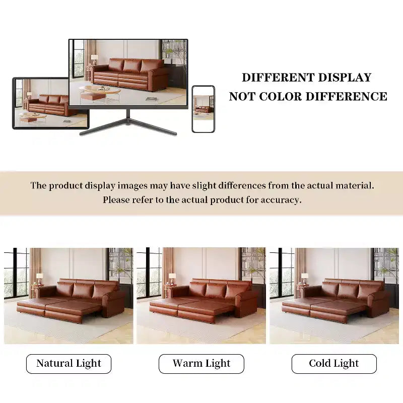 Canapé-lit convertible Mary Multi-Functional 93.7 en similicuir taille King avec clous décoratifs