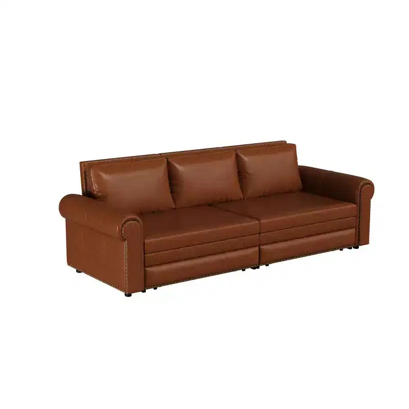 Canapé-lit convertible Mary Multi-Functional 93.7 en similicuir taille King avec clous décoratifs