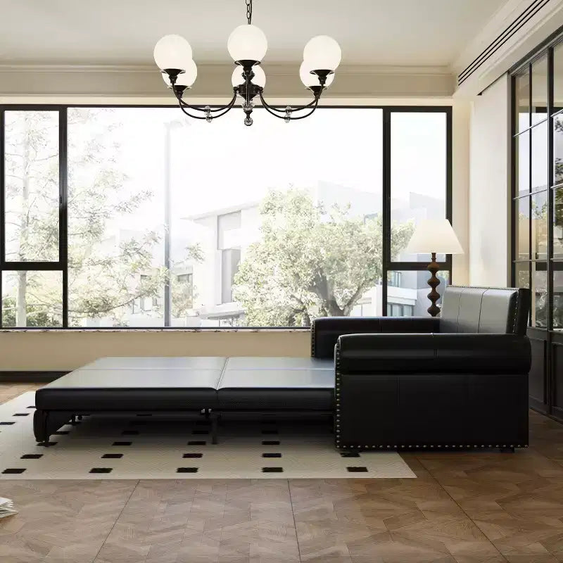 Canapé-lit convertible Mary Multi-Functional 93.7 en similicuir taille King avec clous décoratifs