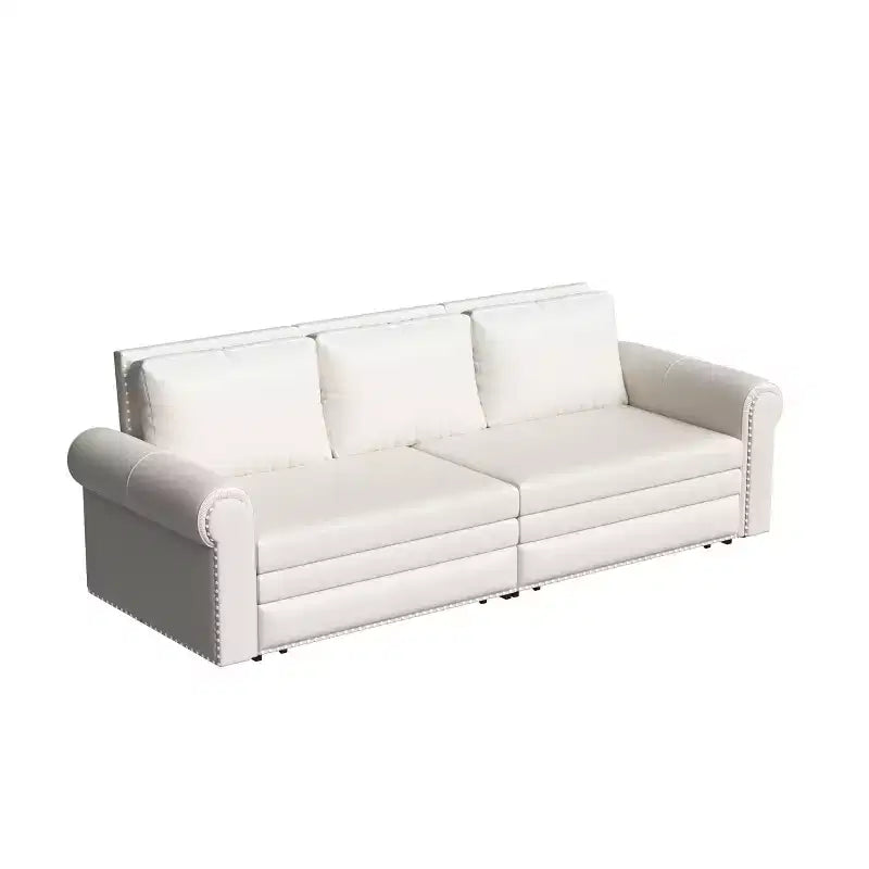 Canapé-lit convertible Mary Multi-Functional 93.7 en similicuir taille King avec clous décoratifs