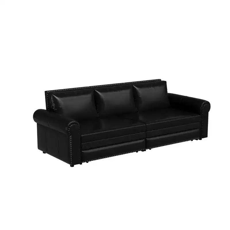Canapé-lit convertible Mary Multi-Functional 93.7 en similicuir taille King avec clous décoratifs