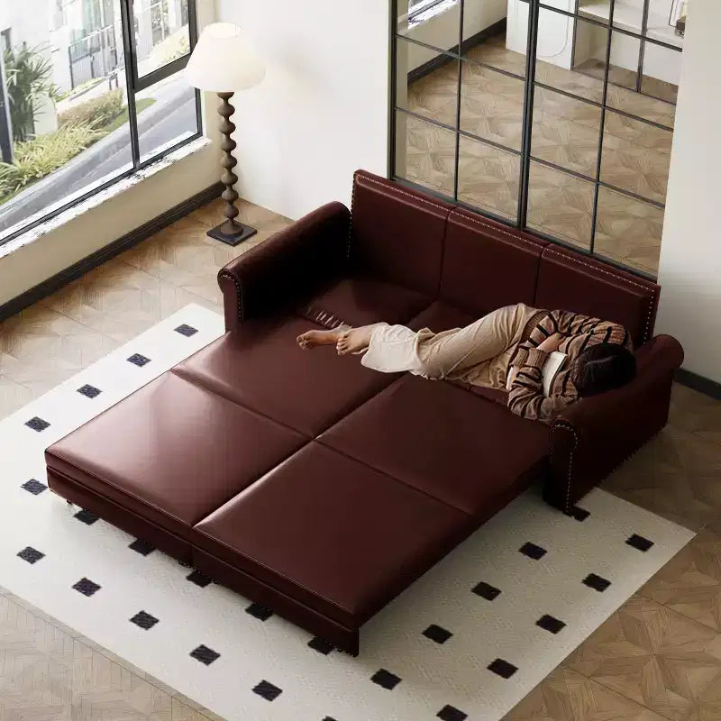 Canapé-lit convertible Mary Multi-Functional 93.7 en similicuir taille King avec clous décoratifs