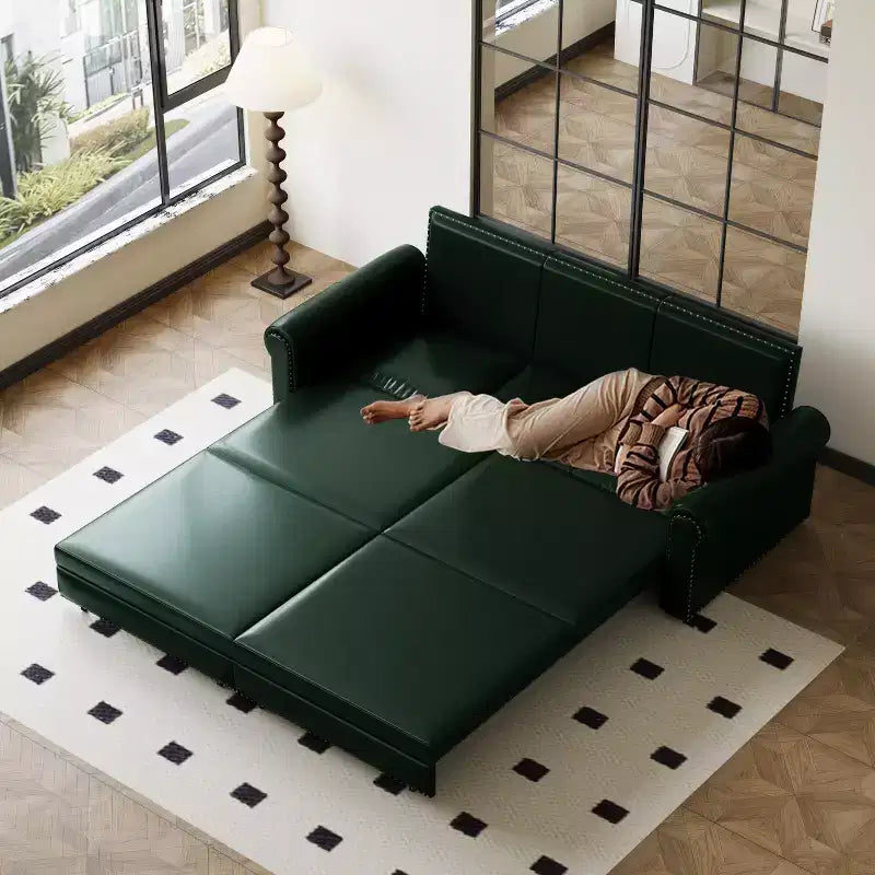 Canapé-lit convertible Mary Multi-Functional 93.7 en similicuir taille King avec clous décoratifs