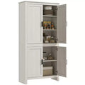 HOMCOM 64 4-Door Kitchen Pantry, Freestanding Storage Cabinet with 3 Adjustable Shelves for Kitchen, Dining or Living Room, Antique White