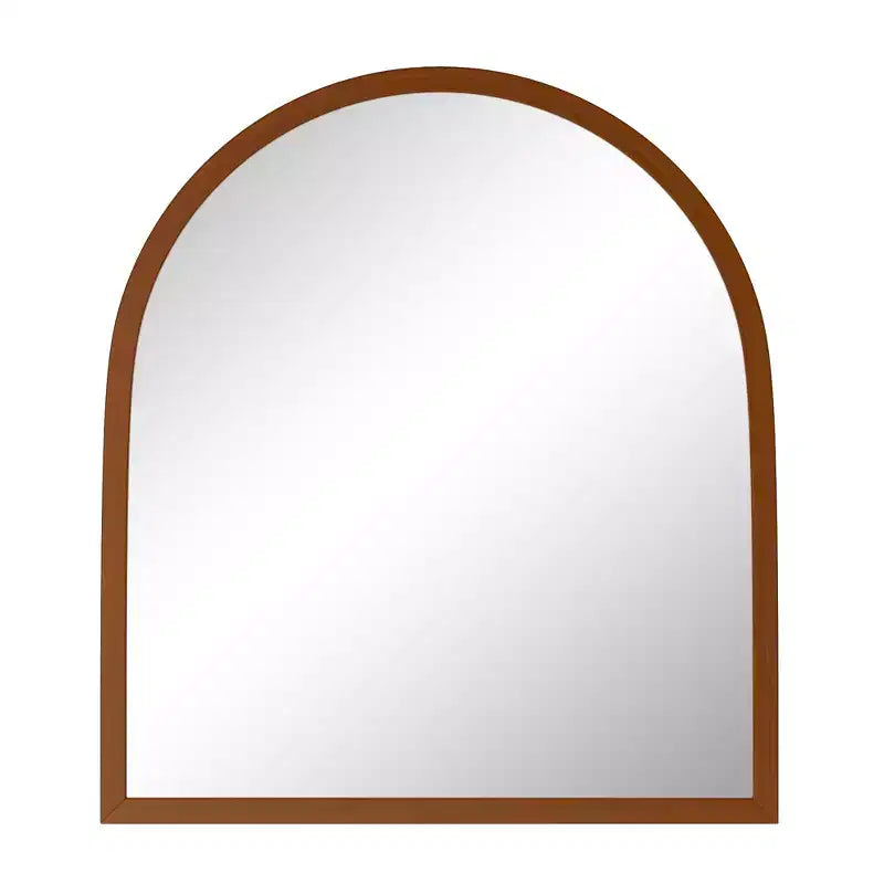 Miroir suspendu en bois massif avec bords droits et coins arqués, couleur noyer, 90x80x2cm (montage double face)