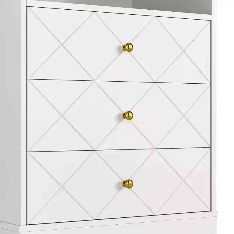 Commode avec tiroirs et étagères flottantes, commode à 3 tiroirs avec rangement ouvert et finition peinte, pour chambre, placard, couloir