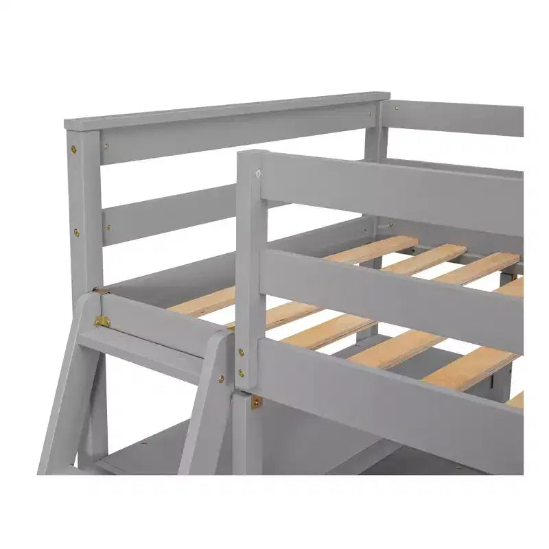 Lit mezzanine en bois de 79,5''L*57,1''W avec bureau, étagères et deux tiroirs intégrés, design multifonctionnel