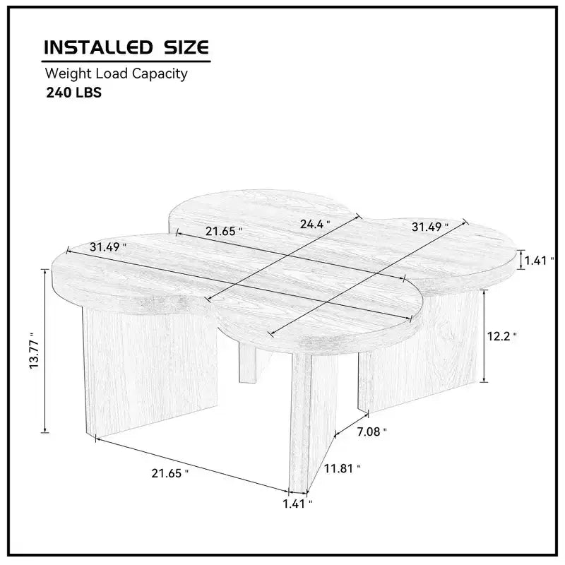 Table basse papillon en MDF, divisible en 2 petites tables, pour salon et chambre