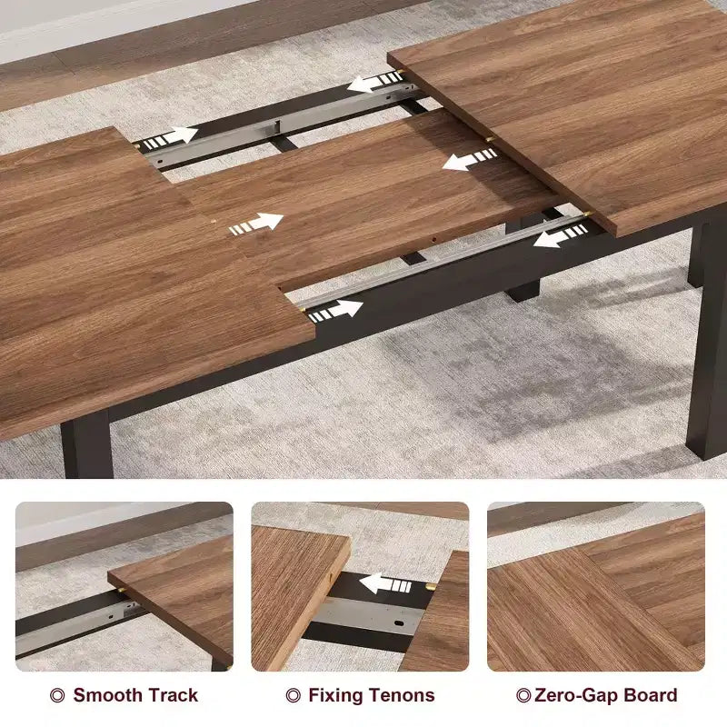 Ensemble de salle à manger 5 pièces pour 4-6 personnes, grande table de salle à manger extensible de 160 cm pour 4 personnes, table de cuisine avec bancs et tabourets