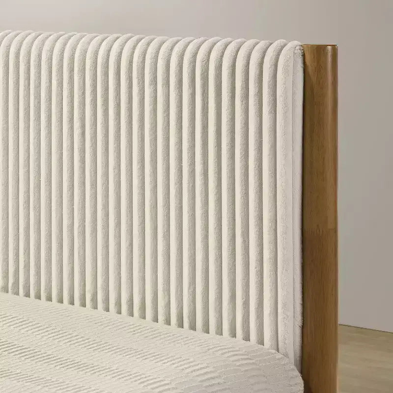 Ensemble de chambre Vichy 2 pièces en hévéa, lit plateforme avec table de chevet