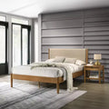 Roundhill Furniture Vichy 2-Piece Rubberwood Bedroom Set, Platform Bed with Nightstand