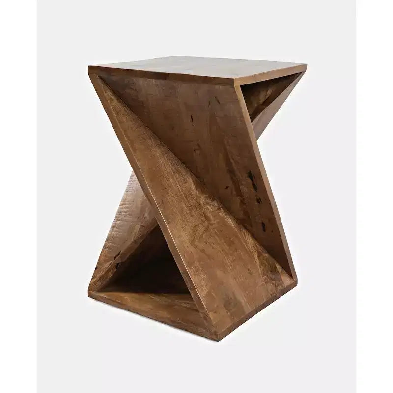 Global Archive Table Jasper moderne oblique en bois dur de manguier massif - Or