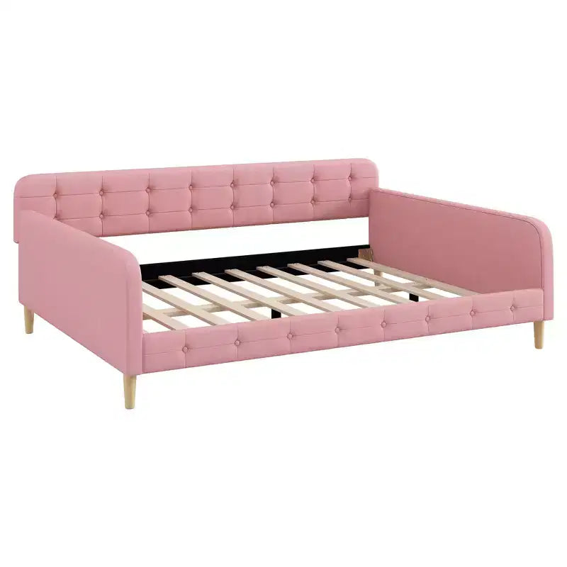 Lit de repos moderne rembourré en lin, taille Queen