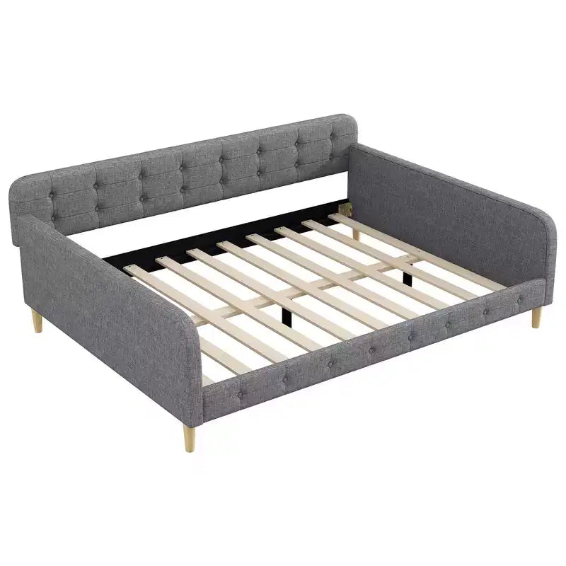 Lit de repos moderne rembourré en lin, taille Queen