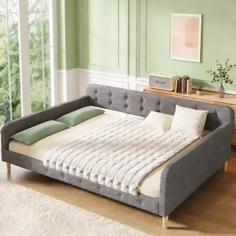 Luxystar Modern Queen Size Linen Upholstered Daybed