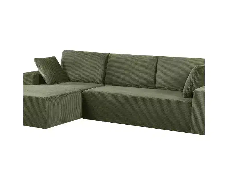 Canapé d'angle convertible moderne 274 cm, confortable, méridienne à droite, en velours côtelé doux, aucun assemblage requis