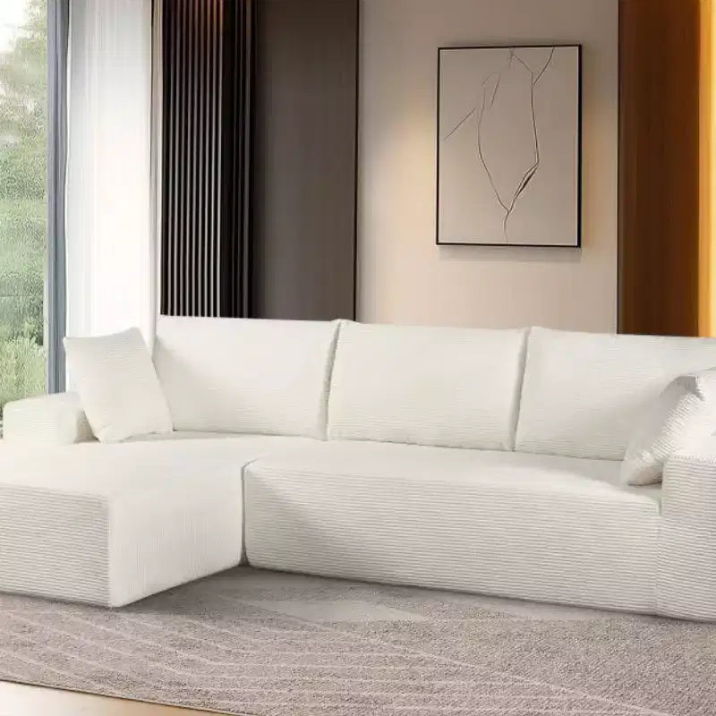 Canapé d'angle convertible moderne 274 cm, confortable, méridienne à droite, en velours côtelé doux, aucun assemblage requis