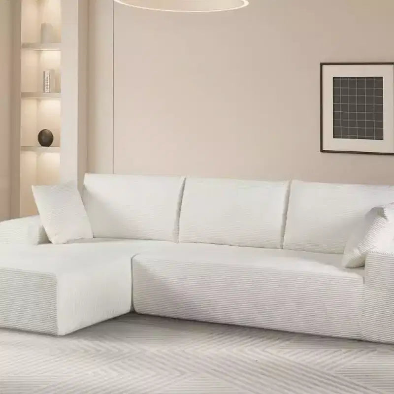 Canapé d'angle convertible moderne 274 cm, confortable, méridienne à droite, en velours côtelé doux, aucun assemblage requis