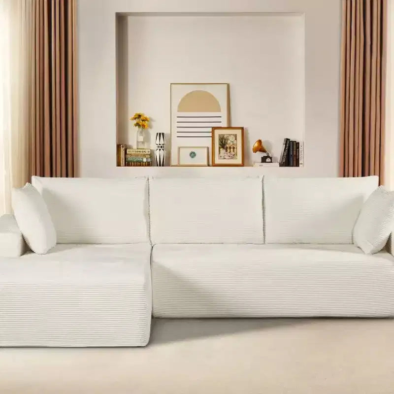 Canapé d'angle convertible moderne 274 cm, confortable, méridienne à droite, en velours côtelé doux, aucun assemblage requis