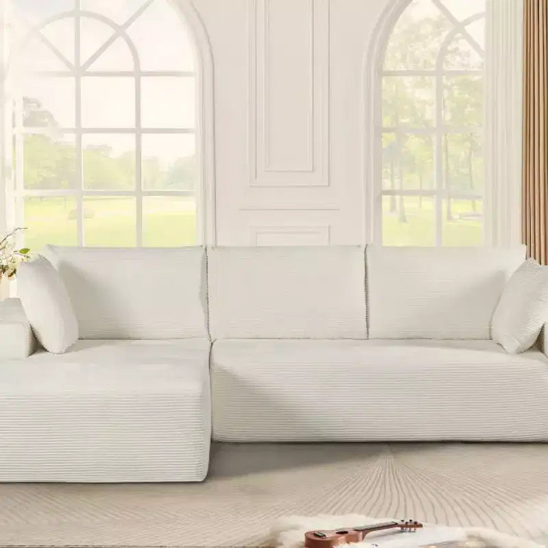 Canapé d'angle convertible moderne 274 cm, confortable, méridienne à droite, en velours côtelé doux, aucun assemblage requis