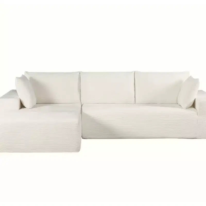 Canapé d'angle convertible moderne 274 cm, confortable, méridienne à droite, en velours côtelé doux, aucun assemblage requis
