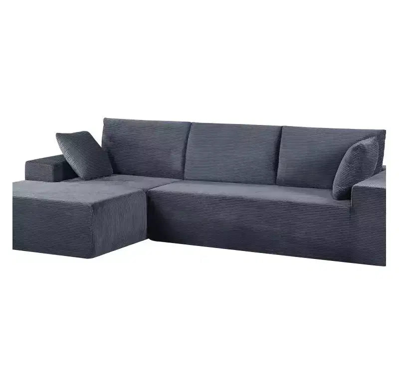 Canapé d'angle convertible moderne 274 cm, confortable, méridienne à droite, en velours côtelé doux, aucun assemblage requis