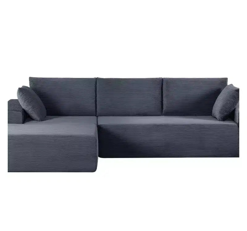 Canapé d'angle convertible moderne 274 cm, confortable, méridienne à droite, en velours côtelé doux, aucun assemblage requis