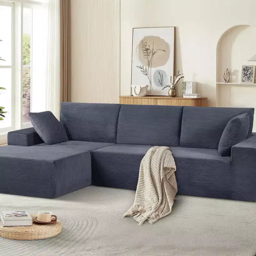 Whisen 108'' Modern Convertible Sectional Sofa, Cozy Right Facing Sleeper Couch Sofa in Soft Corduroy, No Assembly Required