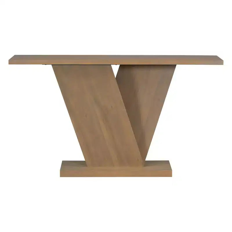 Console d'entrée V-Base, table de couloir d'appoint, table basse fine avec placage en bois naturel, polyvalence classique