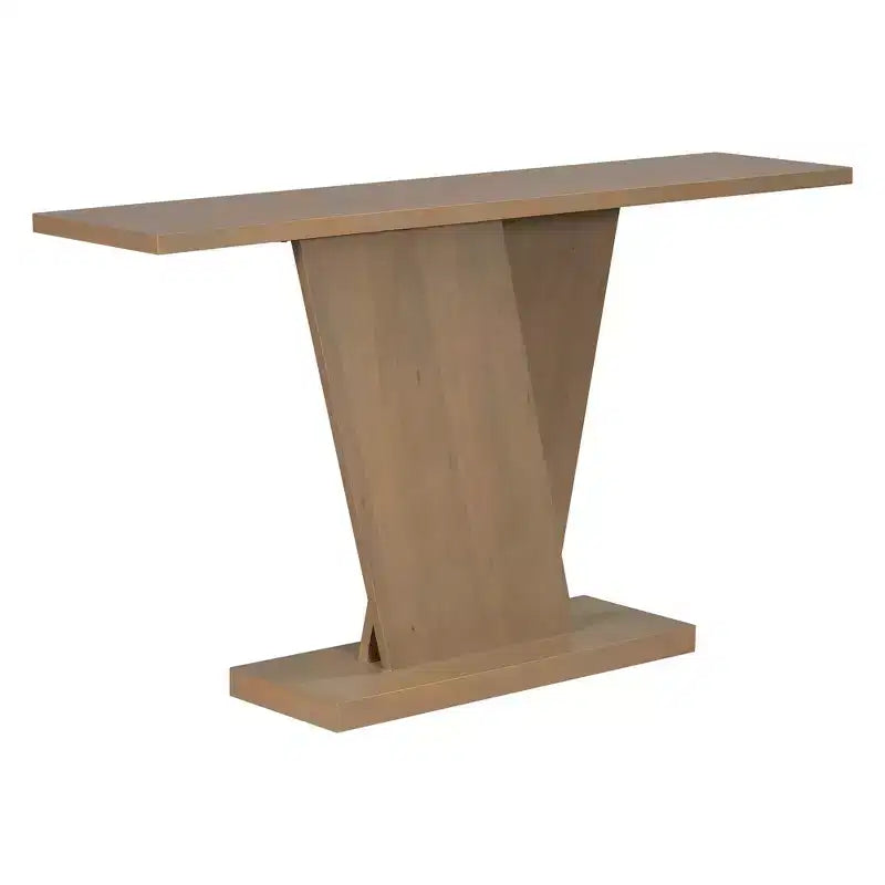 Console d'entrée V-Base, table de couloir d'appoint, table basse fine avec placage en bois naturel, polyvalence classique