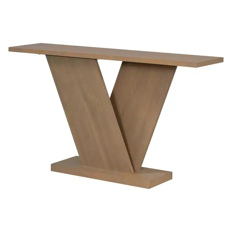 Console d'entrée V-Base, table de couloir d'appoint, table basse fine avec placage en bois naturel, polyvalence classique
